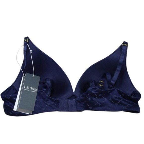 Ralph Lauren Comfort Collection RLL Logo Wireless T Shirt Bra Navy Blue 32DD NWT - Picture 3 of 7